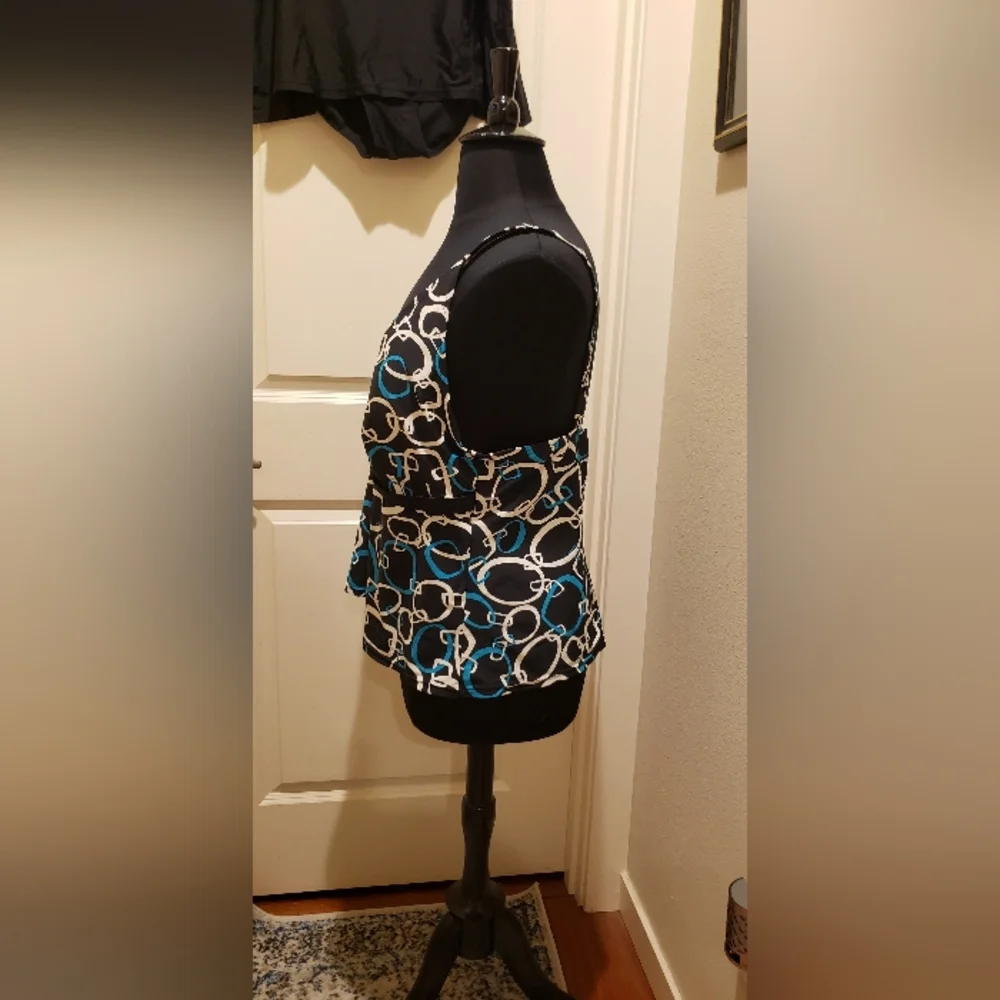 Ocean Dream Women's Black and Blue Patterned  Tankini Set (TOP AND BOTTOM)